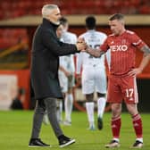 Aberdeen manager Jim Goodwin and Jonny Hayes look dejected at full time after the 0-0 draw against Ross County.