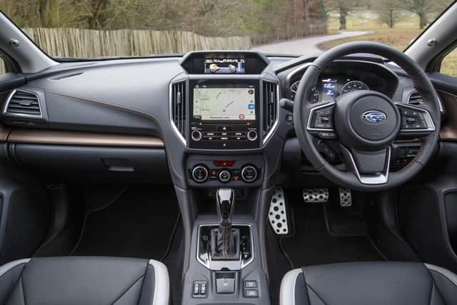 The interior of the Subaru XV e-boxer is comfortable and the dual-digital displays mean easy access to information
