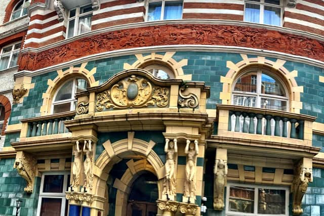 Look up on the doorstep of the Kings Townhouse and you will see what is said to be the world's longest fresco, depicting William Shakespeare's pastoral comedy, As You Like It. Pic: Liam Rudden