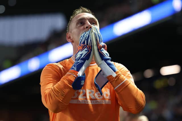 Rangers' Allan McGregor blows kisses to the crowd at the conclusion of his final home competitive encounter for his beloved club. Which won't be his final, final bow at Ibrox.(Photo by Ross MacDonald / SNS Group)