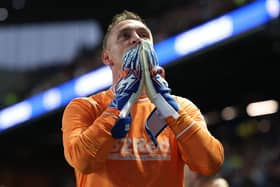 Rangers' Allan McGregor blows kisses to the crowd at the conclusion of his final home competitive encounter for his beloved club. Which won't be his final, final bow at Ibrox.(Photo by Ross MacDonald / SNS Group)