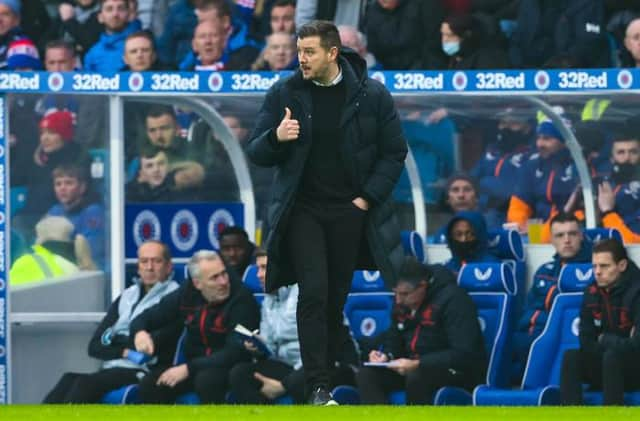 Dundee United manager Thomas Courts looks on during his team's Premiership match against Rangers at Ibrox. (Photo by Alan Harvey / SNS Group)