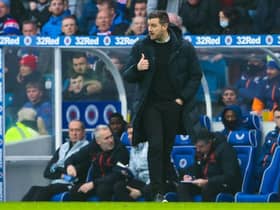 Dundee United manager Thomas Courts looks on during his team's Premiership match against Rangers at Ibrox. (Photo by Alan Harvey / SNS Group)