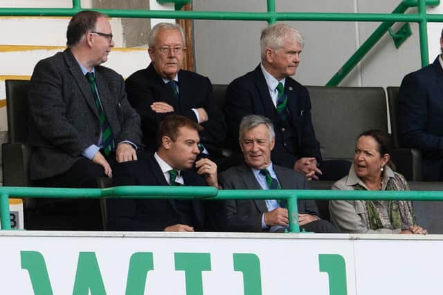 Hibs owner Ron Gordon alongside CEO Ben Kensell during the cinch Premiership match between Hibs and St Johnstone on September 25. (Photo by Ross Parker / SNS Group)