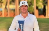 Ayrshire-born Hailey Davidson shows off the trophy after winning the NXXT Women's Classic in Florida. Picture: NXXT Golf