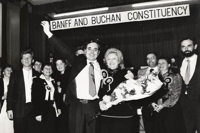 Eilidh Whiteford with Alex and Moira Salmond at the 1987 General Election. Mr Salmond won the Banff and Buchan seat.