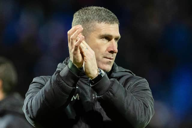 Nick Montgomery applauds the Hibs fans after the 1-0 defeat at St Johnstone.