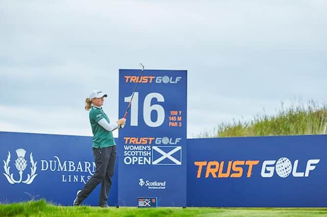 Defending champion Stacy Lewis in action in the Trust Golf Scottish Women's Open at Dumbarnie Links. Picture: Trust Golf Scottish Women's Open.