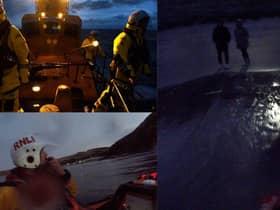 UK Coastguard tasked the RNLI Dunbar lifeboats to help two people who had been cut off by the tide at Pease Bay at 6.15pm and then at 9.25pm, both boats launched to join a multi-agency search around the site of the old swimming pool after receiving a report of a person in the water.