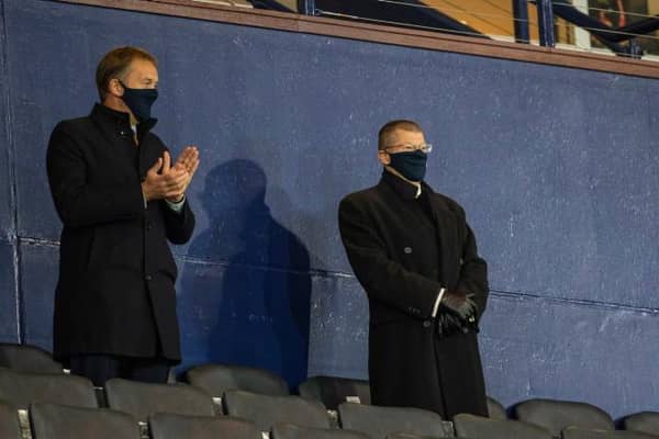 Scottish FA chief executive Ian Maxwell (left) and SPFL chief executive Neil Doncaster (right) have both questioned the Scottish government's plans for vaccine passports at major sporting events. (Photo by Craig Williamson / SNS Group)