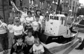 Children on the Forth Ports Authorty float (with OXCAR) take part in the Leith Pageant, which opens Leith Festival, in June 1987  Pic: Stan Warburton