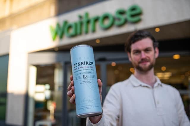 Danny Whelan, customer marketing manager for Benriach, outside a Waitrose & Partners store. Picture: Jamie Dunn