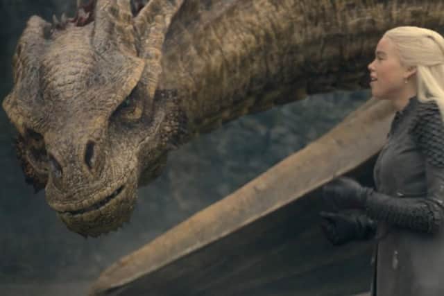 Syrax and Rhaenyra Targaryen in Game of Thrones spin-off House of the Dragon (HBO)