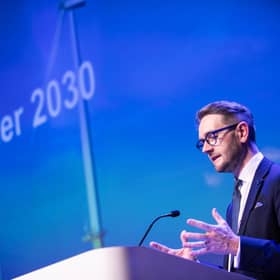 Chris Stark, the UK Government’s head of “mission control” at the department for energy security and net zero, addresses the conference