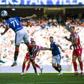 Malik Tillman scores to  make it 1-0 Rangers. (Photo by Craig Williamson / SNS Group)