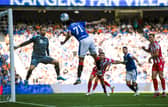 Malik Tillman scores to  make it 1-0 Rangers. (Photo by Craig Williamson / SNS Group)