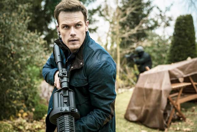Scottish actor Sam Heughan has told how his character is as exciting as James Bond, and playing the role was exhausting (Picture: Sky Cinema)