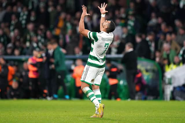 Celtic's Giorgos Giakoumakis shows his frustration right at the death.