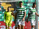 The dejection shows on Celtic faces after the concession of a sixth goal in their friendly lashing by West Ham.  (Photo by Rob Casey / SNS Group)