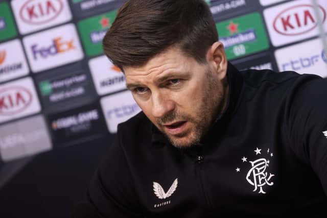Rangers' head coach Steven Gerrard (Photo by VIRGINIE LEFOUR/BELGA MAG/AFP via Getty Images)