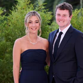 Bob MacIntyre and girlfriend Shannon Hartley pictured attending the Gala Dinner prior to the 2023 Ryder Cup at Marco Simone Golf Club in Rome. Picture: Ross Kinnaird/Getty Images.