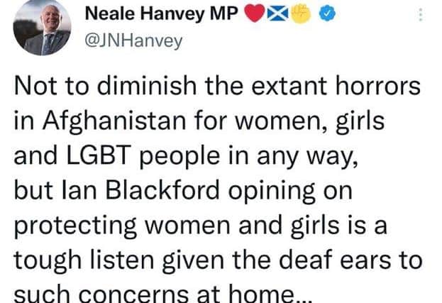 The tweet deleted by Mr Hanvey