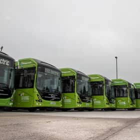 The UK’s first fleet of six fully electric buses serving rural communities was unveiled by SP Energy Networks in partnership with Stagecoach West Scotland. Picture: Jeff Holmes