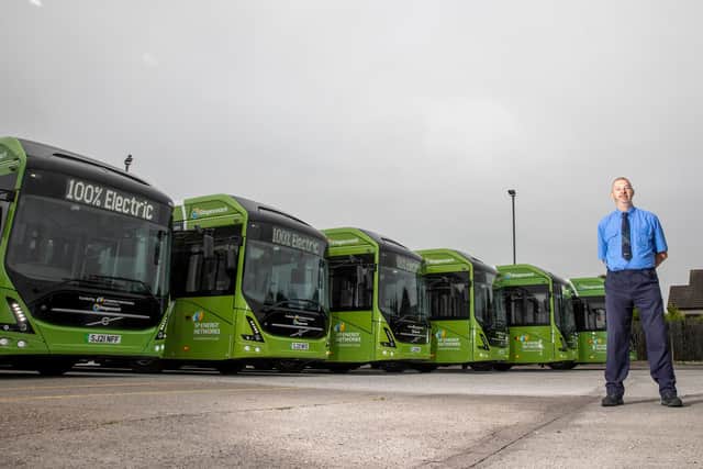 The UK’s first fleet of six fully electric buses serving rural communities was unveiled by SP Energy Networks in partnership with Stagecoach West Scotland. Picture: Jeff Holmes
