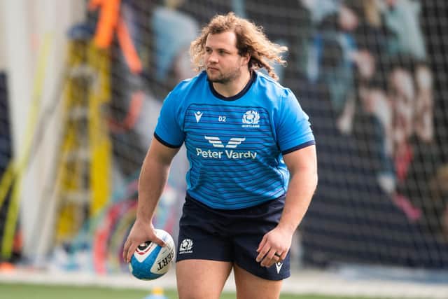 Pierre Schoeman in training for Scotland at the Oriam ahead of Saturday's trip to Rome to face Italy. (Photo by Paul Devlin / SNS Group)