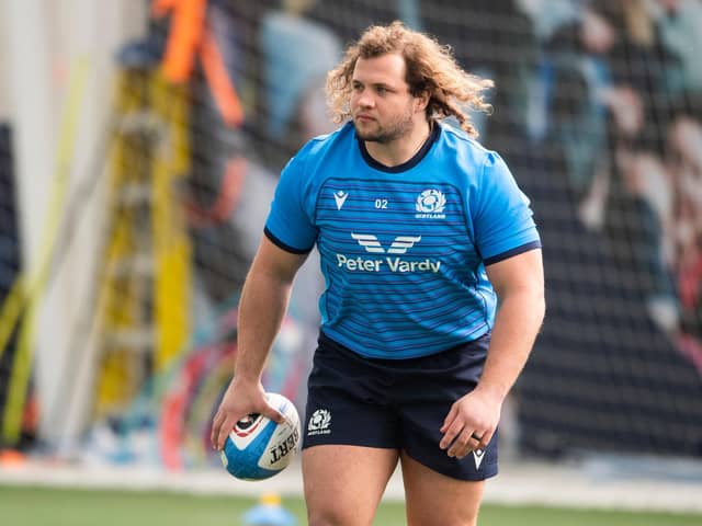 Pierre Schoeman in training for Scotland at the Oriam ahead of Saturday's trip to Rome to face Italy. (Photo by Paul Devlin / SNS Group)