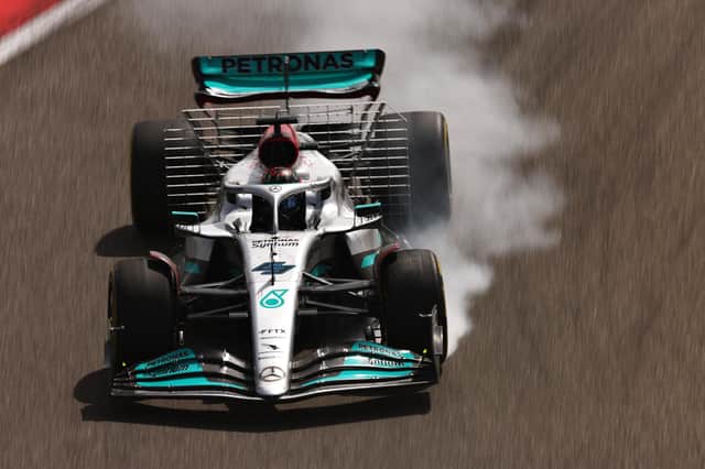 George Russell drives the Mercedes AMG Petronas F1 Team W13 during Day Two of F1 Testing at Bahrain International Circuit on March 1th. Photo: Lars Baron/Getty Images.