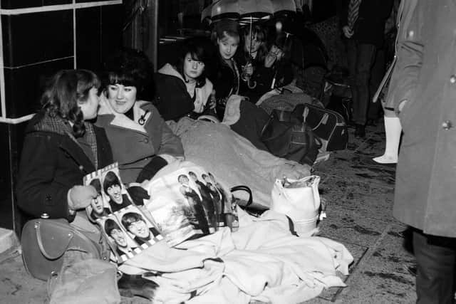 Beatles fans queue outside the ABC Lothian Road for tickets for the show