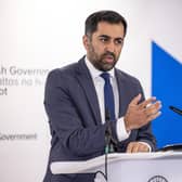 First Minister Humza Yousaf speaks during a press conference at the launch of the latest Building a New Scotland prospectus paper, which details plans for a new written constitution to be created by people in Scotland, at Atlantic Quay, Glasgow.