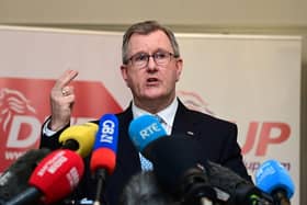 Democratic Unionist Party (DUP) leader Sir Jeffrey Donaldson addresses the media following a meeting with 120 executive members of the DUP on a possible deal to restore the devolved government in Belfast, Northern Ireland.