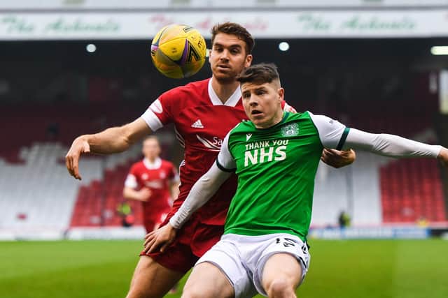Celtic interim manager John Kennedy admitted that Hibs' Kevin Nisbet has had a "good season" in responding to reports he could be a target for the Parkhead club.(Photo by Craig Foy / SNS Group)