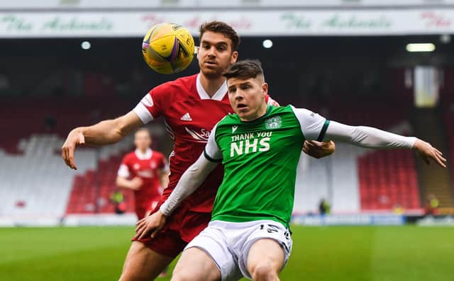 Celtic interim manager John Kennedy admitted that Hibs' Kevin Nisbet has had a "good season" in responding to reports he could be a target for the Parkhead club.(Photo by Craig Foy / SNS Group)