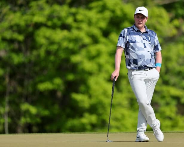 Bob MacIntyre waits on the 14th hole during the first round of the 105th PGA Championship at Oak Hill Country Club in Rochester, New York. Picture: Michael Reaves/Getty Images.