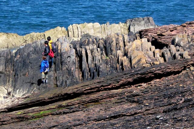 Siccar Point, a rocky promontory on the east coast of the Scottish Borders, was first described in 1788 by ‘father of geology’ James Hutton as an example of an angular unconformity – a junction between two sets of rocks of different ages. Picture: Scottish Geology Trust