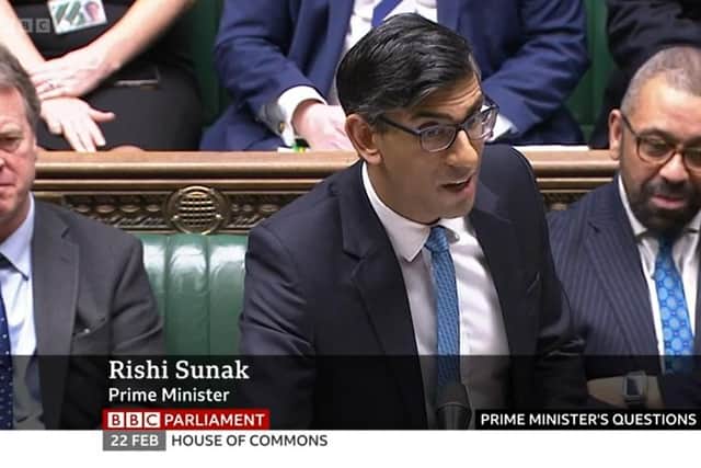 Rishi Sunak speaks at Prime Minister's Questions. Picture: BBC Parliament
