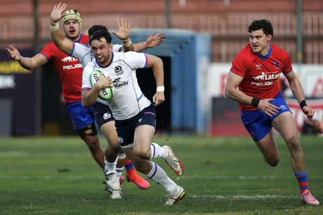 Rufus McLean notched a late try in Scotland A's 45-5 win over Chile. (Photo by Marcelo Hernandez/Getty Images)
