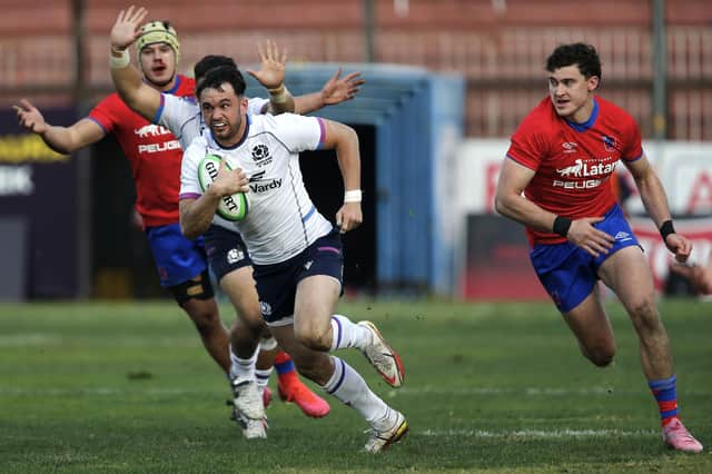 Rufus McLean notched a late try in Scotland A's 45-5 win over Chile. (Photo by Marcelo Hernandez/Getty Images)