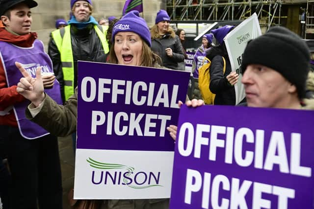 School support staff walk out