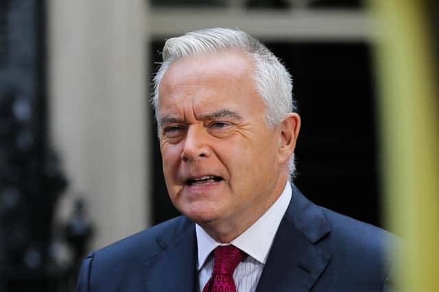 BBC journalist Huw Edwards speaks in front of a camera in Downing Street in central London. Picture: Isabel Infantes/AFP via Getty Images