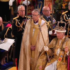 King Charles III during his coronation at Westminster Abbey. Image: Aaron Chown/Press Association.