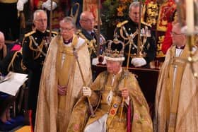 King Charles III during his coronation at Westminster Abbey. Image: Aaron Chown/Press Association.