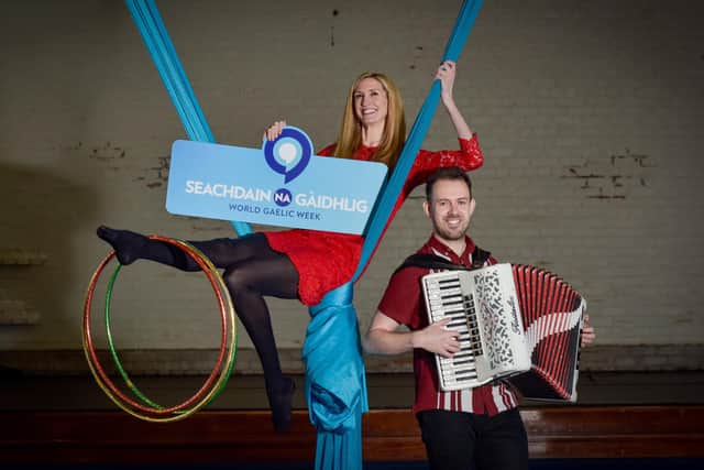 Singer Joy Dunlop and musician Grant McFarlane launch this year's World Gaelic Week programme. Picture: Julie Howden
