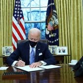 Joe Biden quoted poet Seamus Heaney to make the point that democracy can be delayed but never permanently denied (Picture: Reuters)