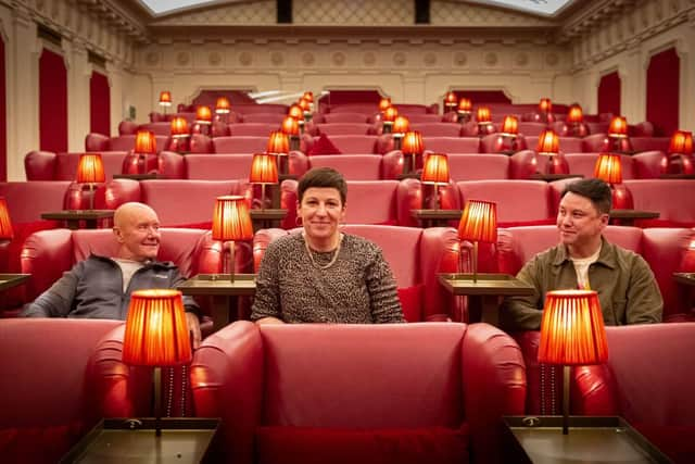 Irvine Welsh pictured at the Scotsman Hotel with LS Films managing director Sarah Drummond and director Paul Sng.