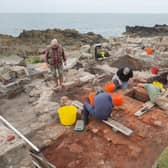 The team searching for the lost waggonway 'rewrote' history when they discovered three sets of wooden tracks laid on top of each other. PIC: Pete Harper.