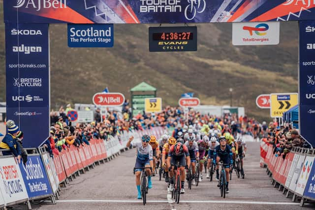 2022 AJ Bell Tour of Britain - Stage 1 - Aberdeen to Glenshee Ski Centre, Scotland - Corbyn Strong, Israel Premier Tech, wins the stage. (Photo Zac Williams/SWpix.com)